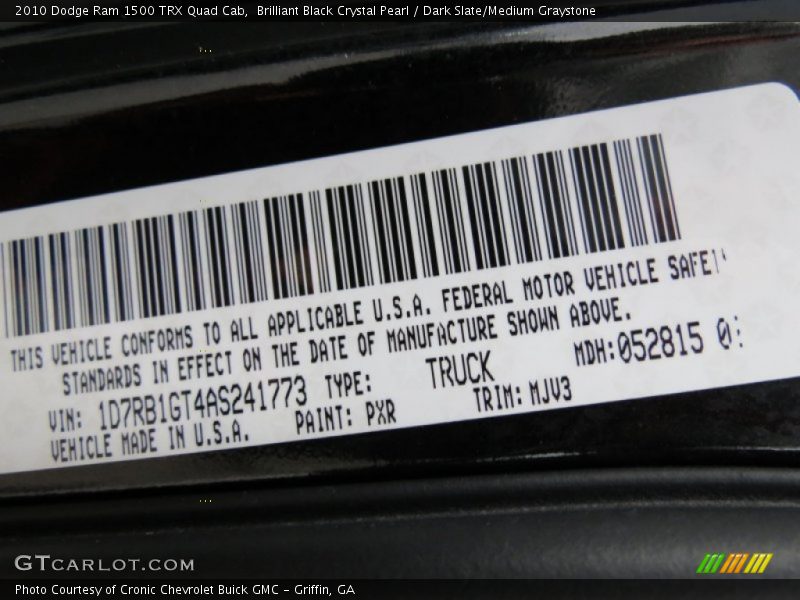 Brilliant Black Crystal Pearl / Dark Slate/Medium Graystone 2010 Dodge Ram 1500 TRX Quad Cab