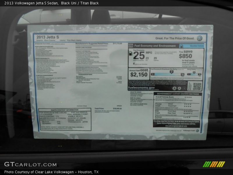 Black Uni / Titan Black 2013 Volkswagen Jetta S Sedan