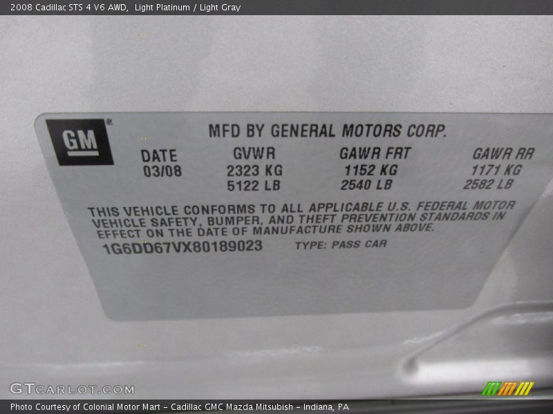 Light Platinum / Light Gray 2008 Cadillac STS 4 V6 AWD