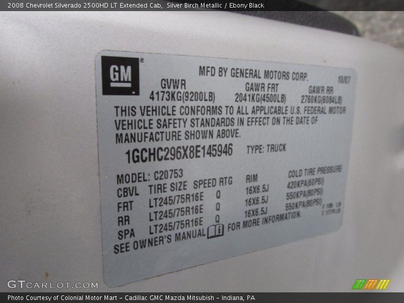 Silver Birch Metallic / Ebony Black 2008 Chevrolet Silverado 2500HD LT Extended Cab