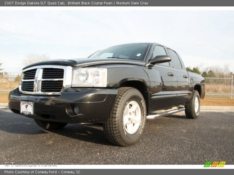 Brilliant Black Crystal Pearl / Medium Slate Gray 2007 Dodge Dakota SLT Quad Cab