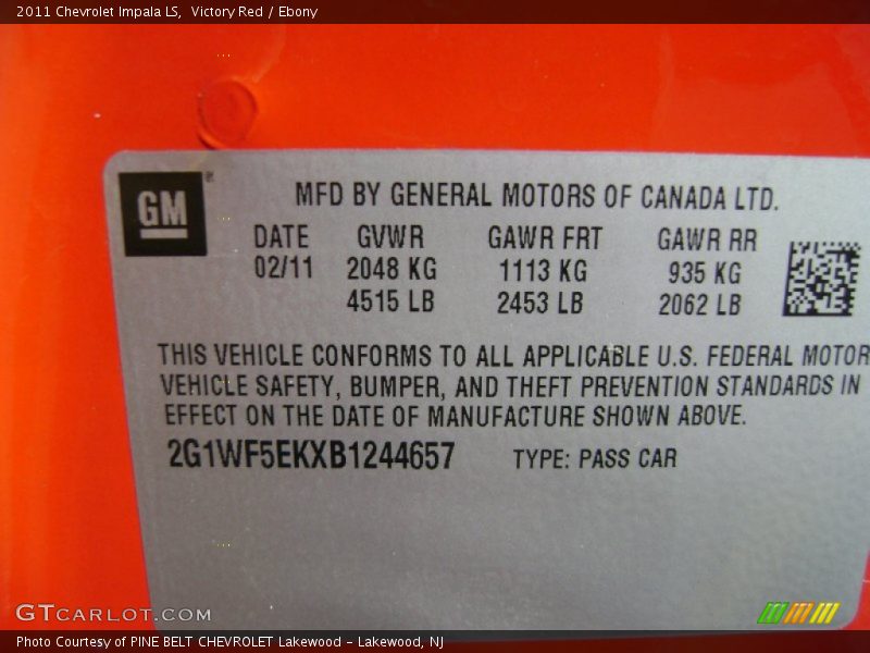 Victory Red / Ebony 2011 Chevrolet Impala LS