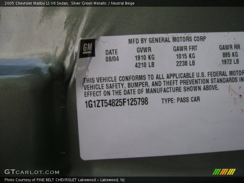 Silver Green Metallic / Neutral Beige 2005 Chevrolet Malibu LS V6 Sedan