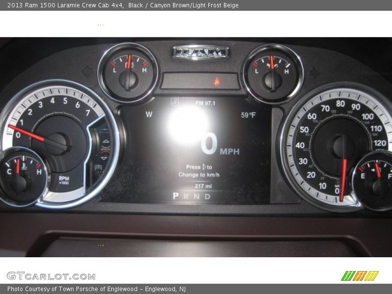 Black / Canyon Brown/Light Frost Beige 2013 Ram 1500 Laramie Crew Cab 4x4