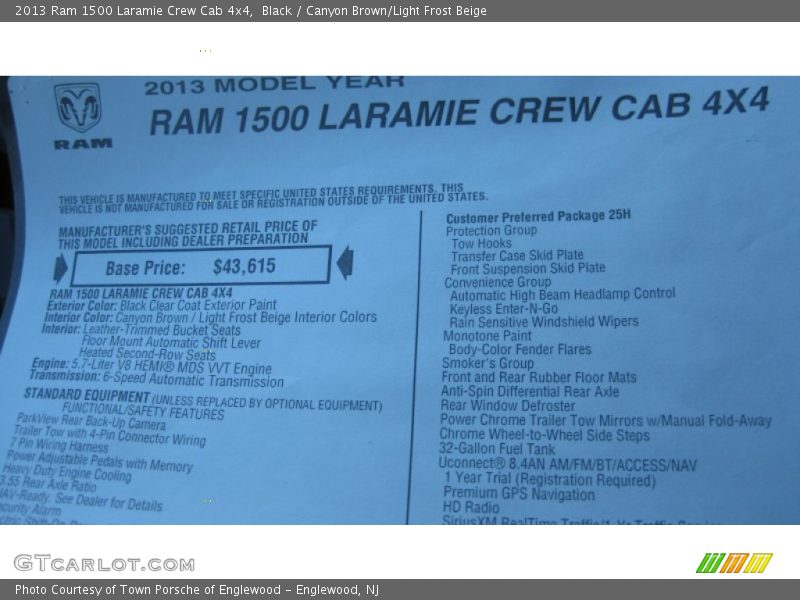 Black / Canyon Brown/Light Frost Beige 2013 Ram 1500 Laramie Crew Cab 4x4