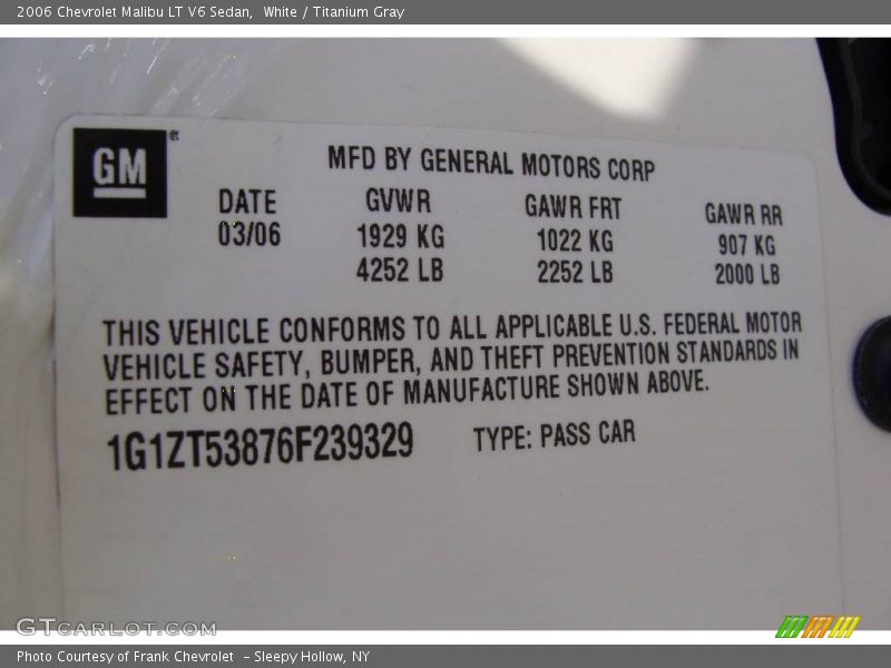 White / Titanium Gray 2006 Chevrolet Malibu LT V6 Sedan