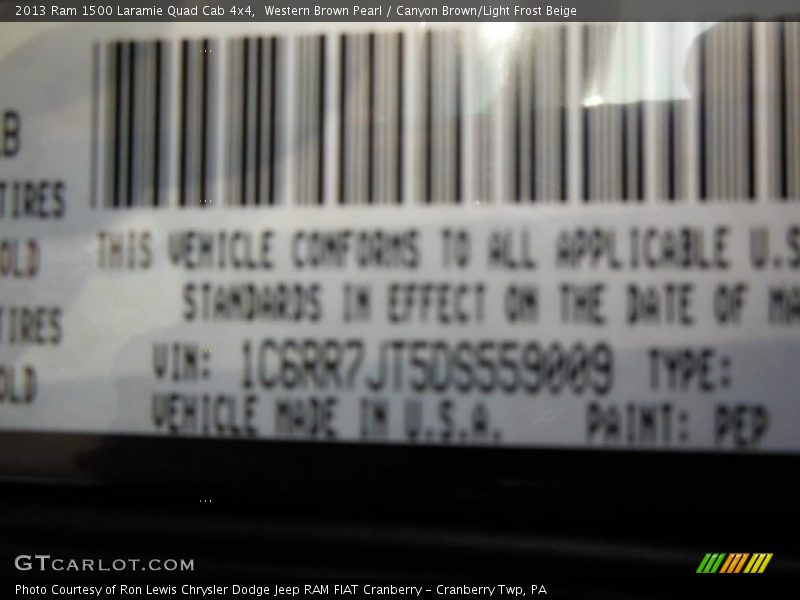 Western Brown Pearl / Canyon Brown/Light Frost Beige 2013 Ram 1500 Laramie Quad Cab 4x4