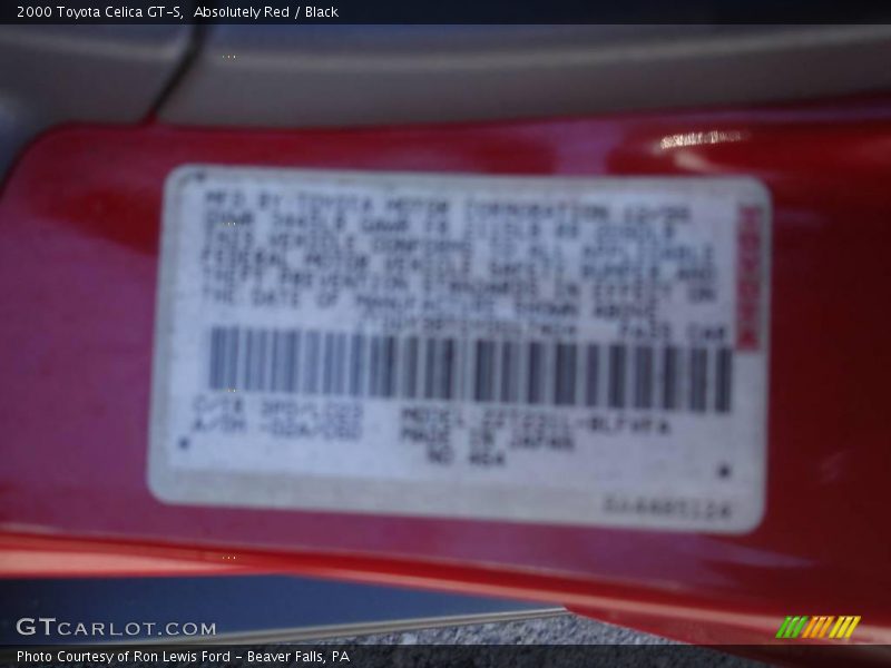 Absolutely Red / Black 2000 Toyota Celica GT-S