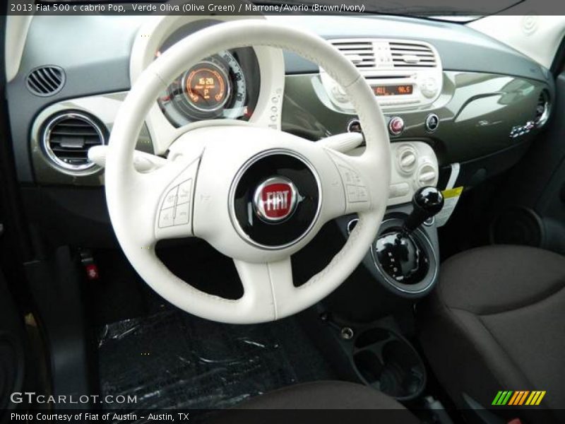 Verde Oliva (Olive Green) / Marrone/Avorio (Brown/Ivory) 2013 Fiat 500 c cabrio Pop