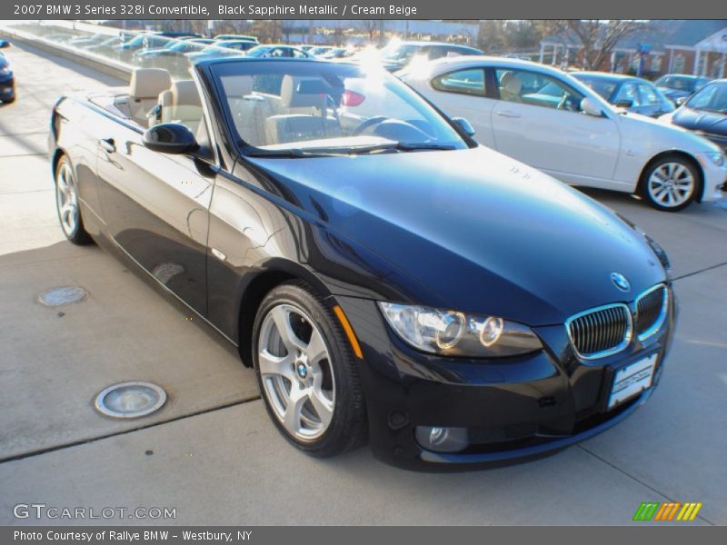 Black Sapphire Metallic / Cream Beige 2007 BMW 3 Series 328i Convertible