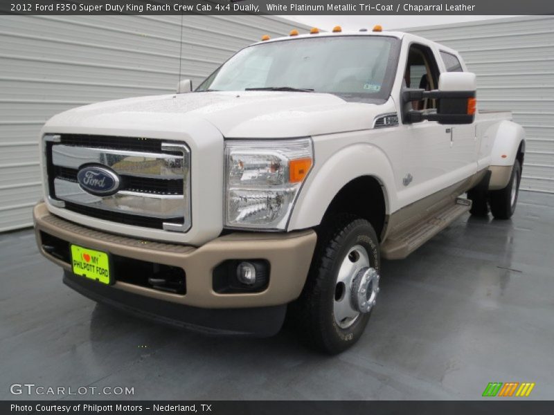 White Platinum Metallic Tri-Coat / Chaparral Leather 2012 Ford F350 Super Duty King Ranch Crew Cab 4x4 Dually