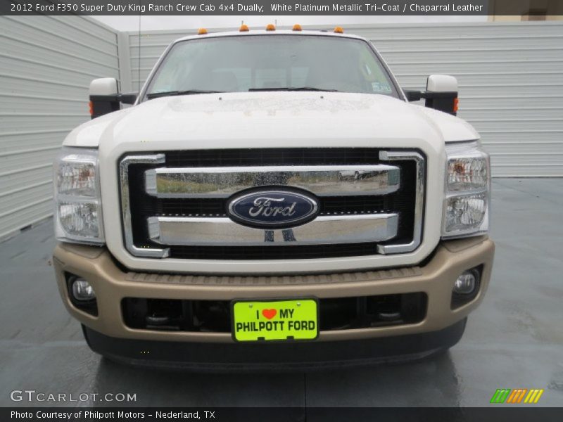 White Platinum Metallic Tri-Coat / Chaparral Leather 2012 Ford F350 Super Duty King Ranch Crew Cab 4x4 Dually