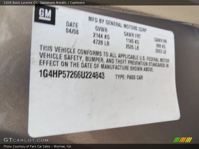 Sandstone Metallic / Cashmere 2006 Buick Lucerne CX
