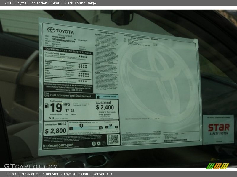 Black / Sand Beige 2013 Toyota Highlander SE 4WD