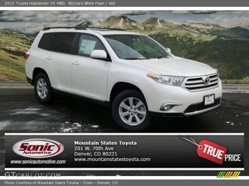 Blizzard White Pearl / Ash 2013 Toyota Highlander V6 4WD