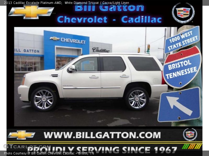 White Diamond Tricoat / Cocoa/Light Linen 2013 Cadillac Escalade Platinum AWD