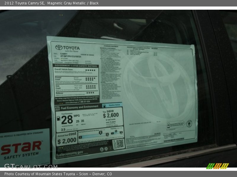 Magnetic Gray Metallic / Black 2012 Toyota Camry SE