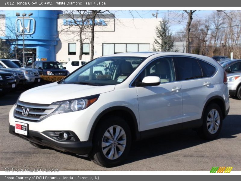 White Diamond Pearl / Beige 2012 Honda CR-V EX 4WD