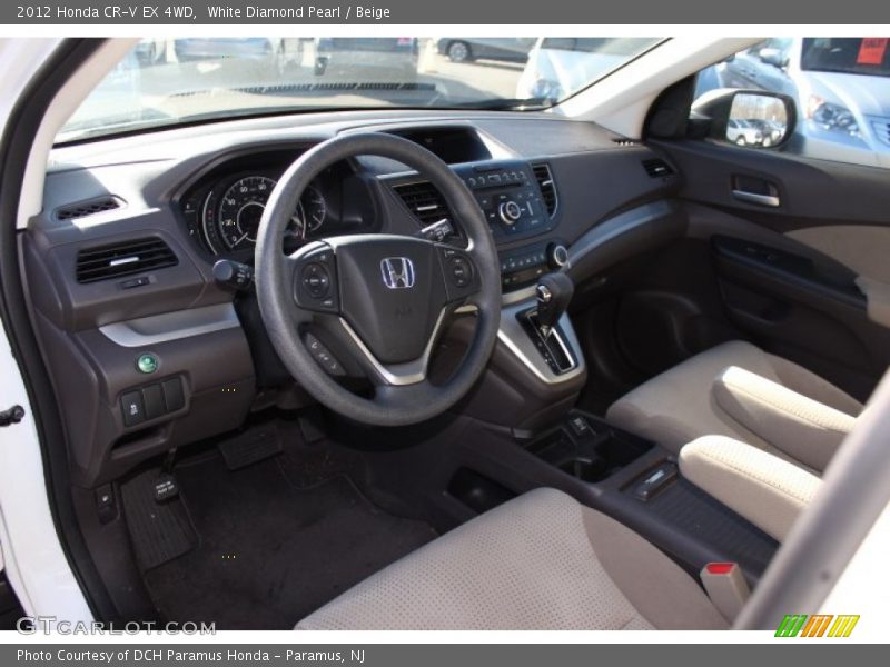 White Diamond Pearl / Beige 2012 Honda CR-V EX 4WD
