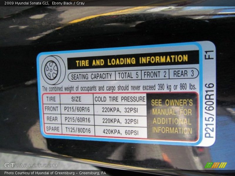 Ebony Black / Gray 2009 Hyundai Sonata GLS