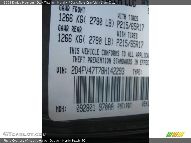 Dark Titanium Metallic / Dark Slate Gray/Light Slate Gray 2008 Dodge Magnum