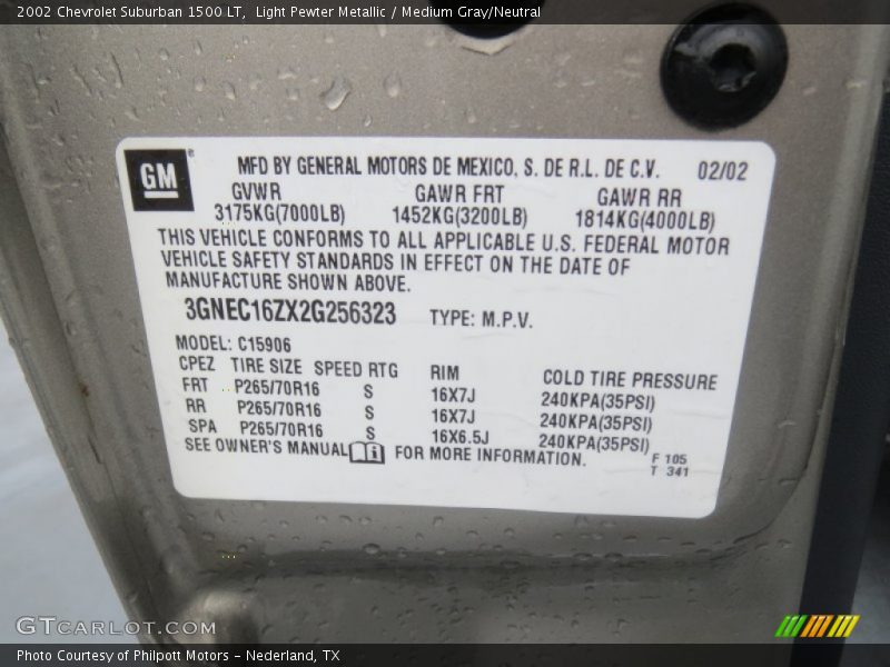 Light Pewter Metallic / Medium Gray/Neutral 2002 Chevrolet Suburban 1500 LT