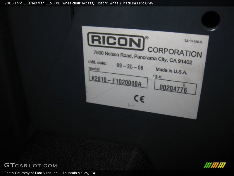Oxford White / Medium Flint Grey 2006 Ford E Series Van E150 XL  Wheelchair Access