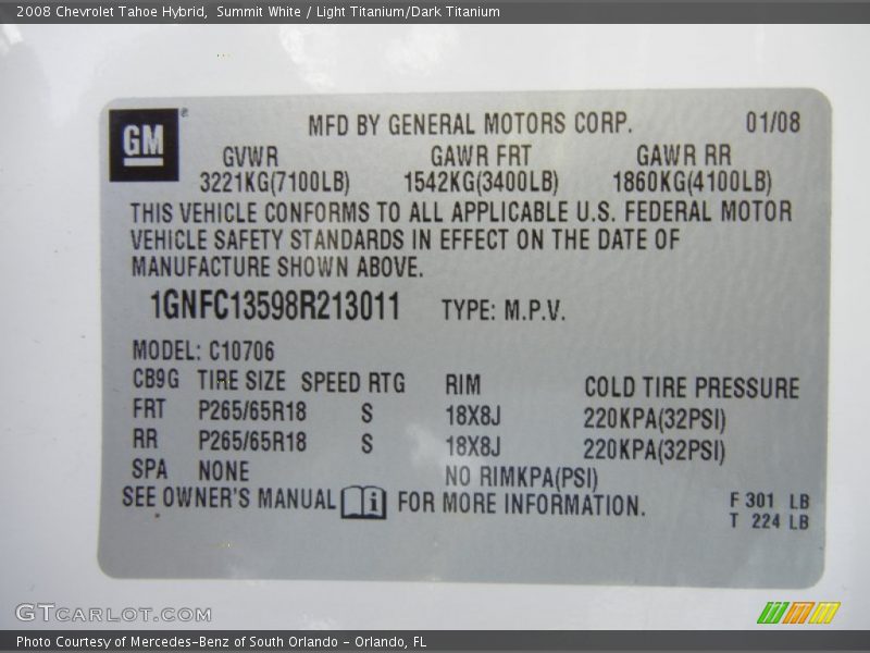 Summit White / Light Titanium/Dark Titanium 2008 Chevrolet Tahoe Hybrid