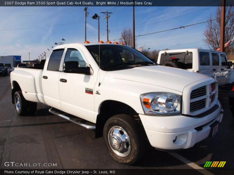 Bright White / Medium Slate Gray 2007 Dodge Ram 3500 Sport Quad Cab 4x4 Dually