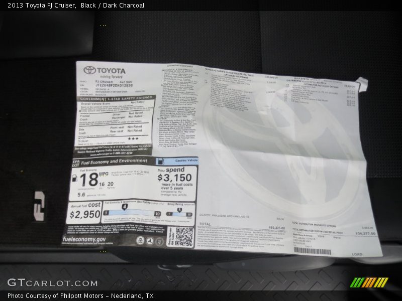  2013 FJ Cruiser  Window Sticker