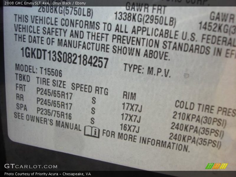 Onyx Black / Ebony 2008 GMC Envoy SLT 4x4