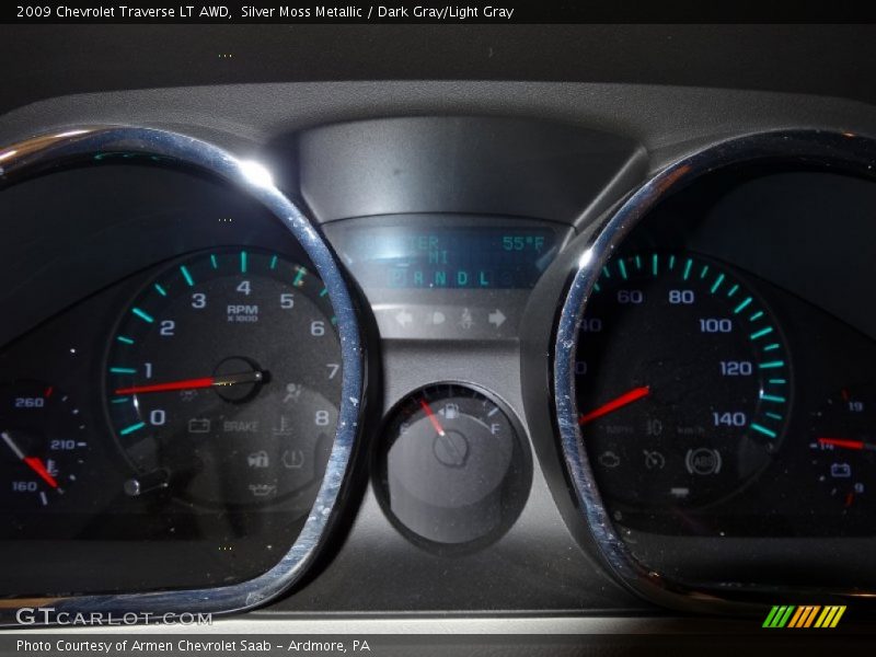 Silver Moss Metallic / Dark Gray/Light Gray 2009 Chevrolet Traverse LT AWD
