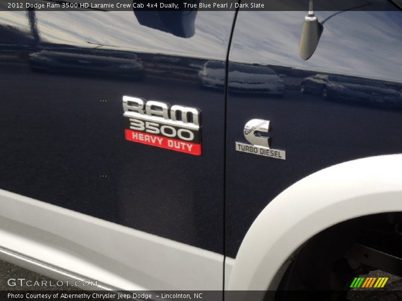 True Blue Pearl / Dark Slate 2012 Dodge Ram 3500 HD Laramie Crew Cab 4x4 Dually