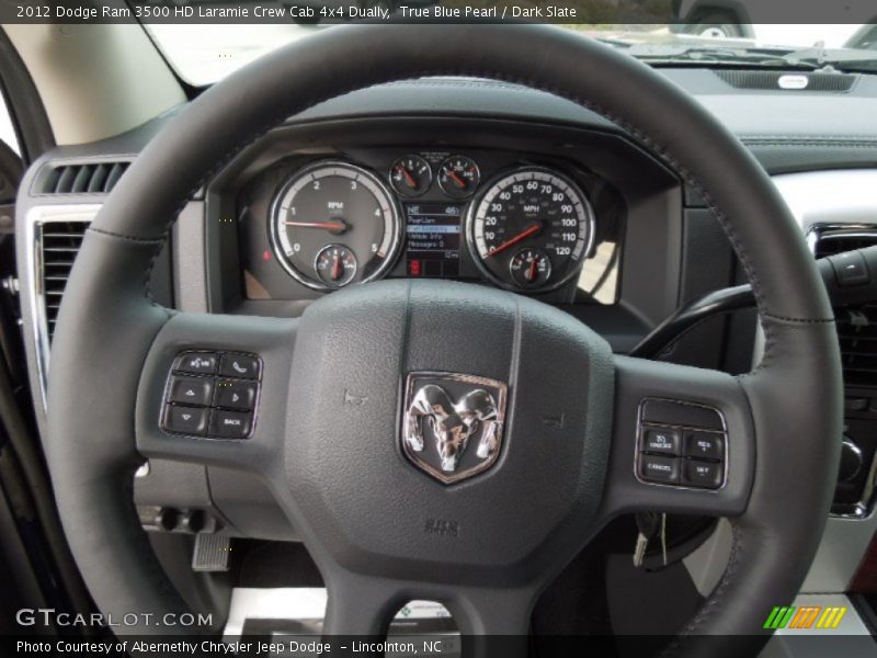 True Blue Pearl / Dark Slate 2012 Dodge Ram 3500 HD Laramie Crew Cab 4x4 Dually