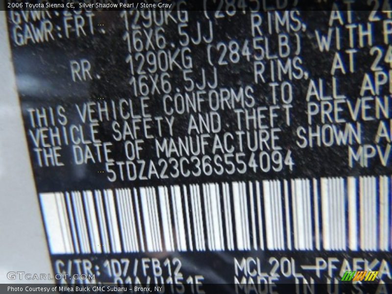 Silver Shadow Pearl / Stone Gray 2006 Toyota Sienna CE