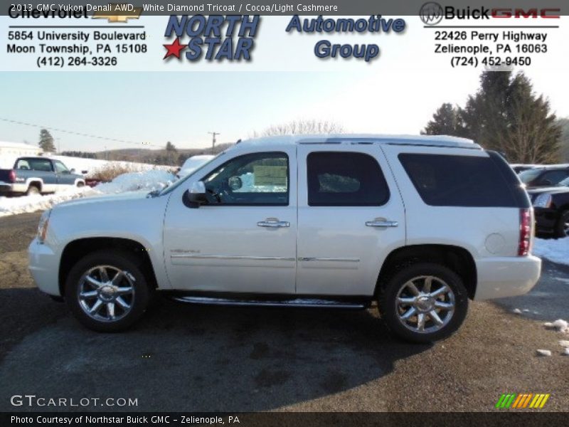 White Diamond Tricoat / Cocoa/Light Cashmere 2013 GMC Yukon Denali AWD