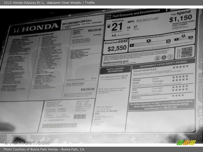 Alabaster Silver Metallic / Truffle 2013 Honda Odyssey EX-L