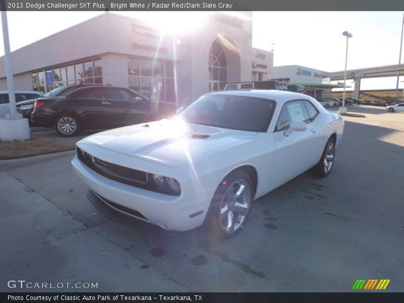 Bright White / Radar Red/Dark Slate Gray 2013 Dodge Challenger SXT Plus