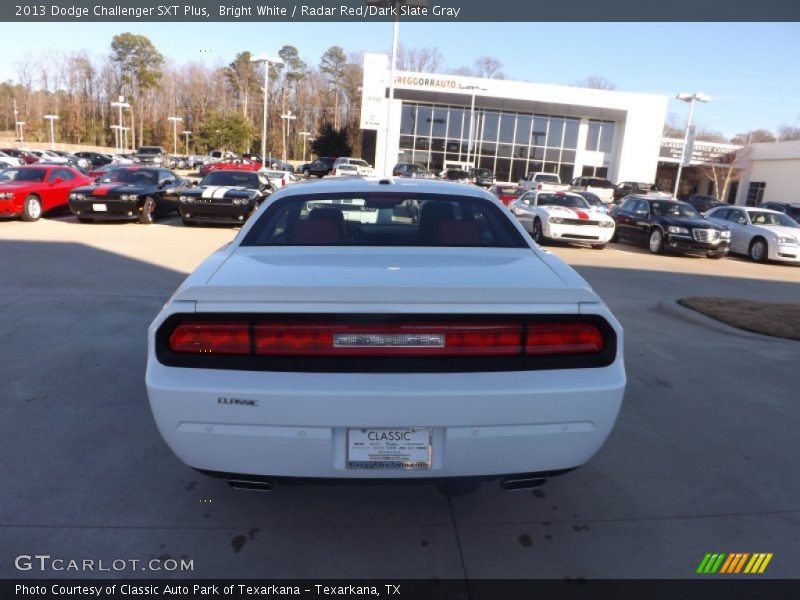 Bright White / Radar Red/Dark Slate Gray 2013 Dodge Challenger SXT Plus