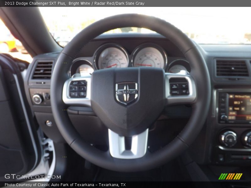 Bright White / Radar Red/Dark Slate Gray 2013 Dodge Challenger SXT Plus