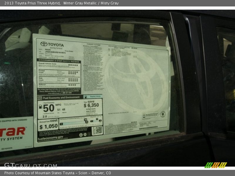 Winter Gray Metallic / Misty Gray 2013 Toyota Prius Three Hybrid