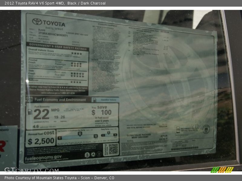 Black / Dark Charcoal 2012 Toyota RAV4 V6 Sport 4WD