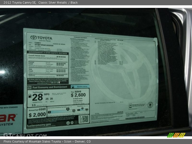 Classic Silver Metallic / Black 2012 Toyota Camry SE