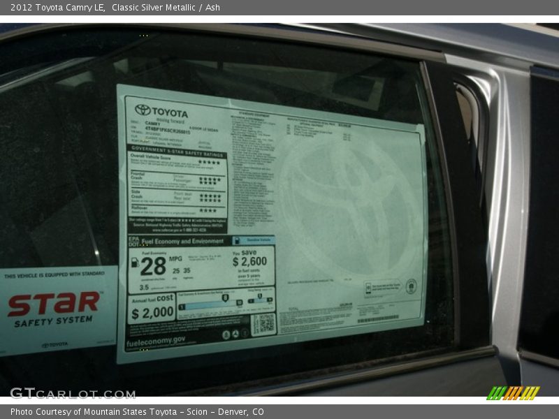 Classic Silver Metallic / Ash 2012 Toyota Camry LE