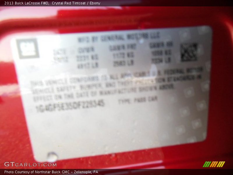Crystal Red Tintcoat / Ebony 2013 Buick LaCrosse FWD