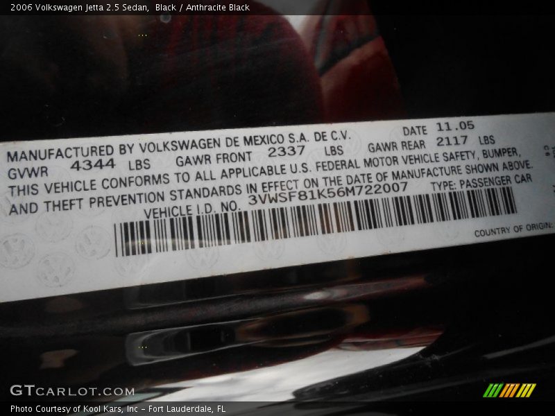 Black / Anthracite Black 2006 Volkswagen Jetta 2.5 Sedan