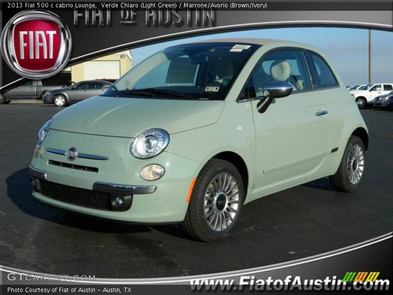 Verde Chiaro (Light Green) / Marrone/Avorio (Brown/Ivory) 2013 Fiat 500 c cabrio Lounge