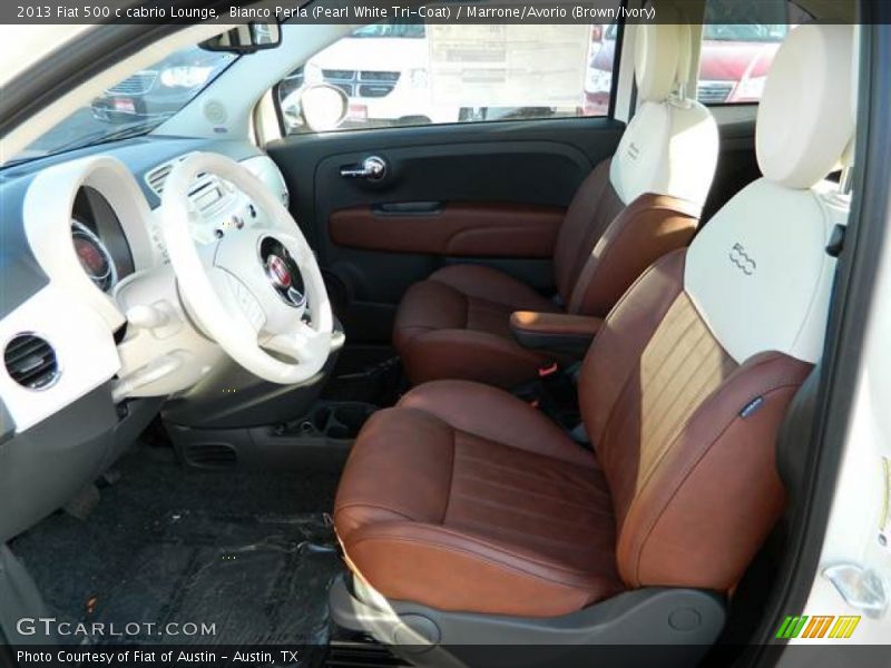 Bianco Perla (Pearl White Tri-Coat) / Marrone/Avorio (Brown/Ivory) 2013 Fiat 500 c cabrio Lounge