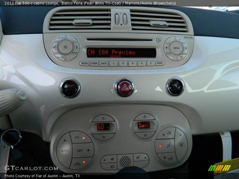 Bianco Perla (Pearl White Tri-Coat) / Marrone/Avorio (Brown/Ivory) 2013 Fiat 500 c cabrio Lounge