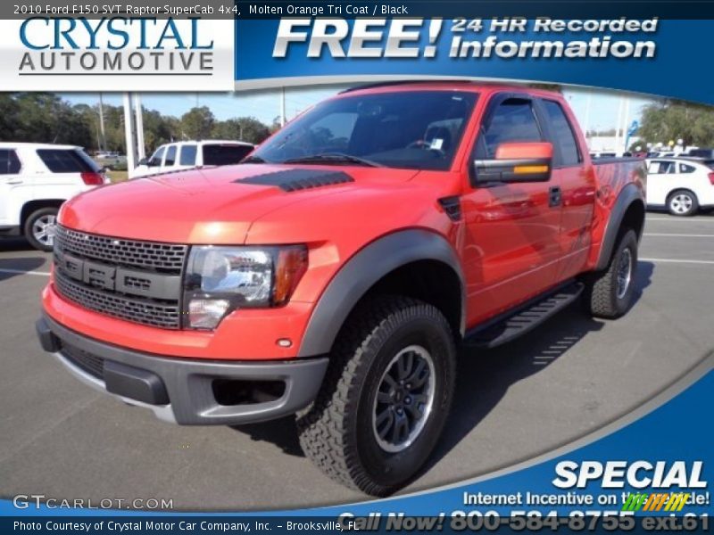 Molten Orange Tri Coat / Black 2010 Ford F150 SVT Raptor SuperCab 4x4